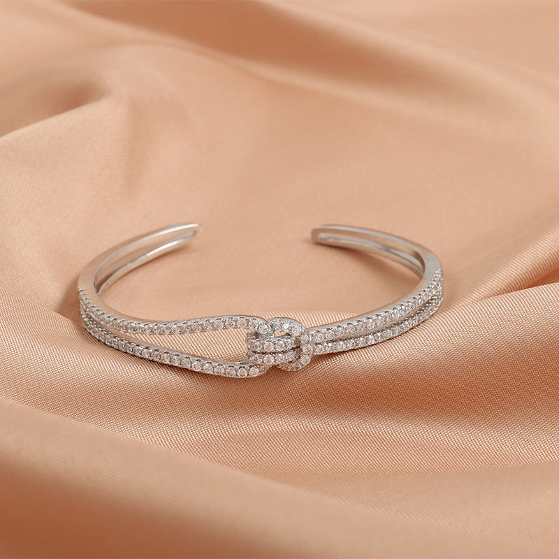 Zircon Opening Bracelet Female Two-piece Set